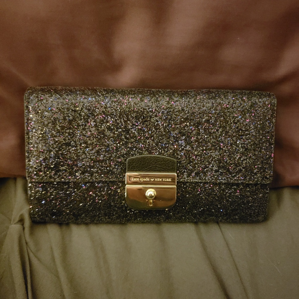 Kate Spade: Black Glitter Clutch